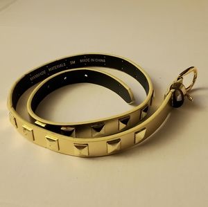 Gold Vinyl Studded Skinny Belt